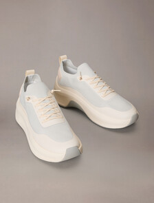 Mesh Chunky Runner Sock Trainers, Vaporous White/Light Cashew, hi-res