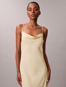 Polyester Crepe Slip Dress, Hay, hi-res