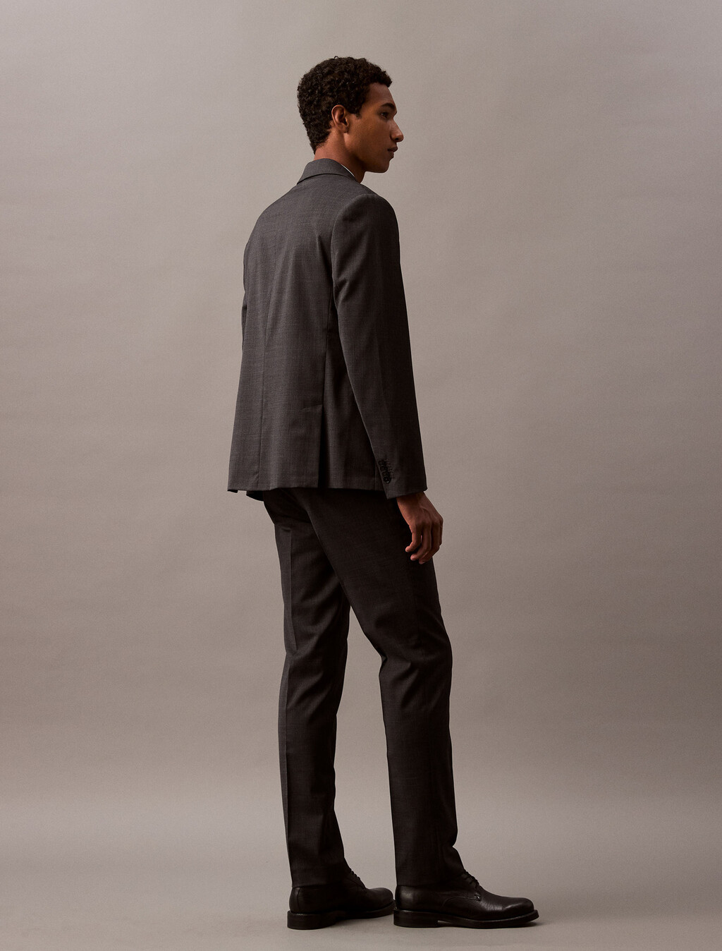 Sleek Slim Wool Trousers, Charcoal Heather, hi-res