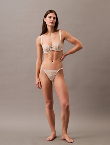 CK Black Floral String Thong, Chalk, hi-res