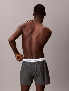 Cotton Poplin Traditional Boxers, SUMMIT PLAID BLACK, hi-res