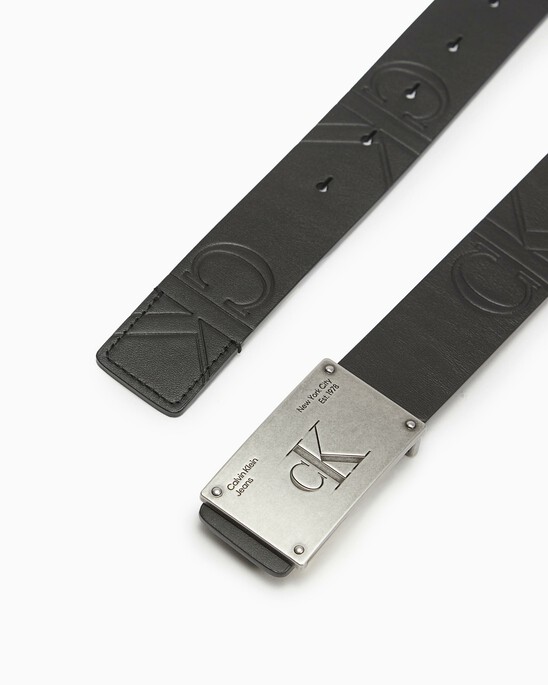 STUDDED LOGO PLAQUE BELT 35MM