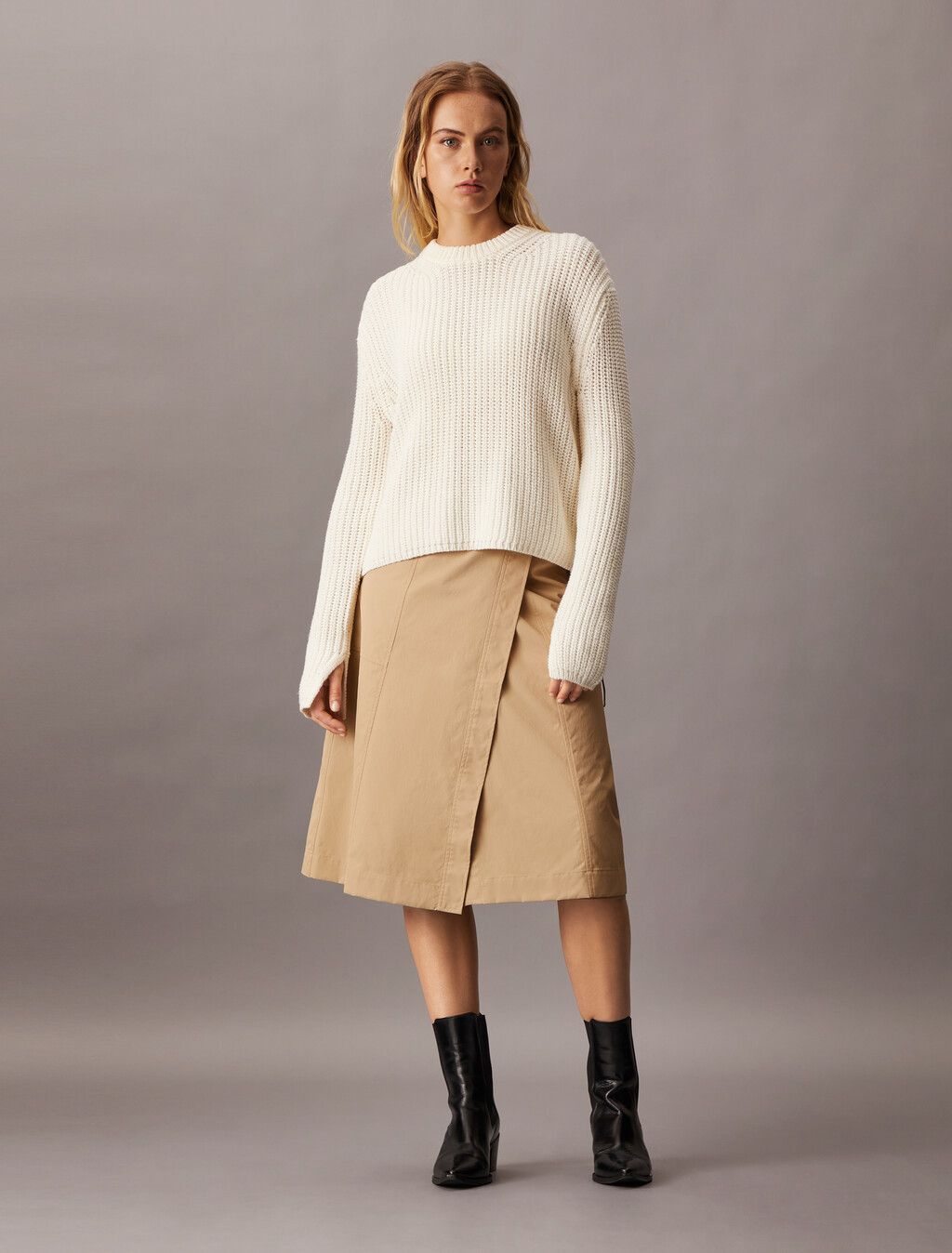 Chunky Cage Yarn Knit Pullover Sweater, ANTIQUE WHITE, hi-res