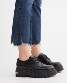 Italian Denim High Rise Slim Boot Ankle Jeans, Dark Dstr Hem, hi-res