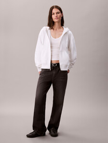 Cotton Terry Zip Up Hoodie, Brilliant White, hi-res