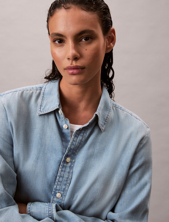 Cropped Denim Shirt