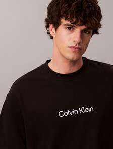 Calvin Logo Crew Neck Tee, Black, hi-res