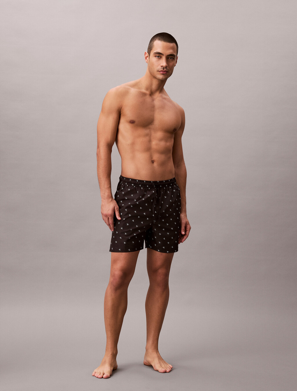 Solid Swim Shorts, DIAMOND LOGO BLACK, hi-res