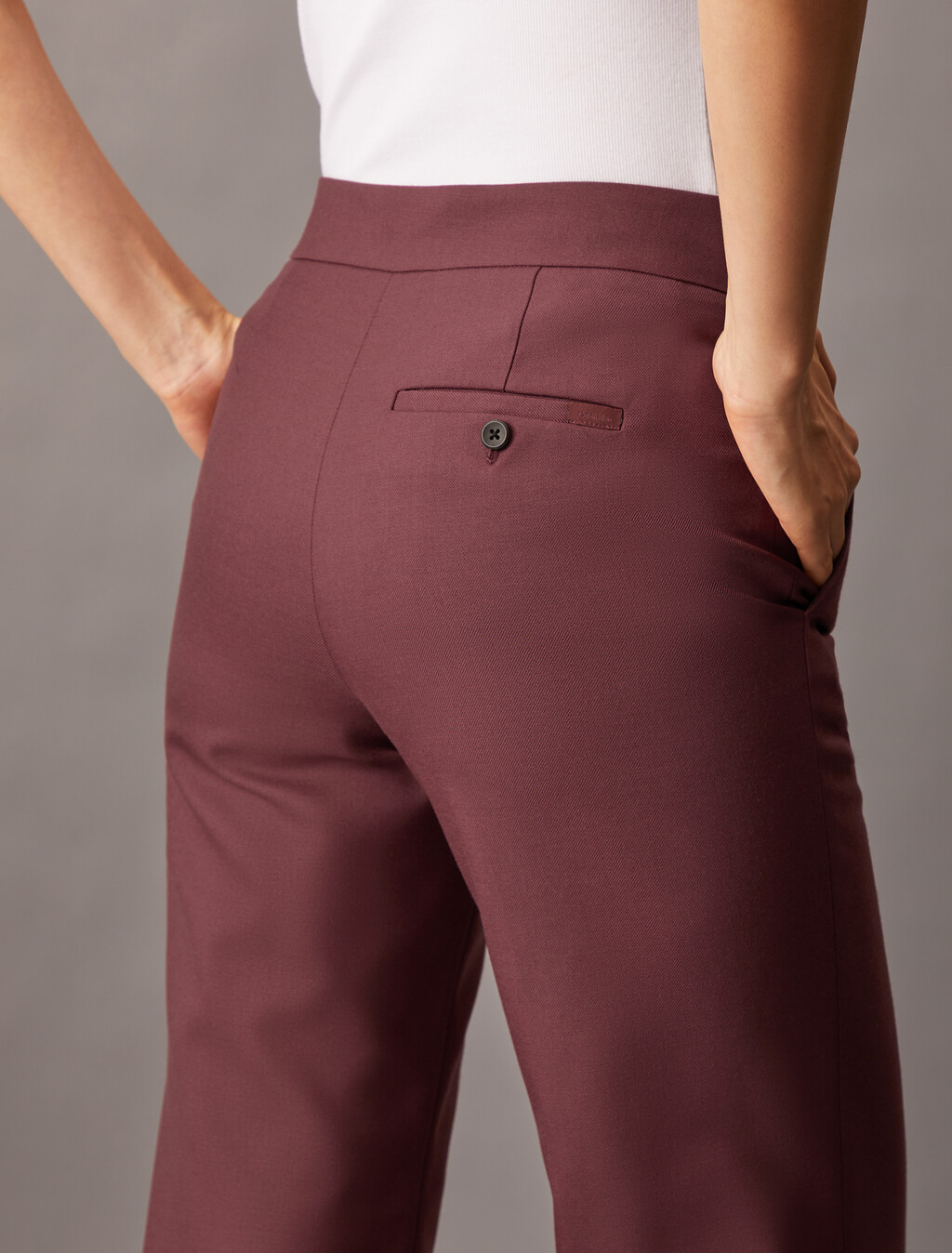 Coated Gabardine Flare Trousers, Red Mahogany, hi-res