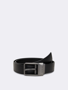 Faceted Reversible Buckle Belt 35mm, Black Logo AOP, hi-res