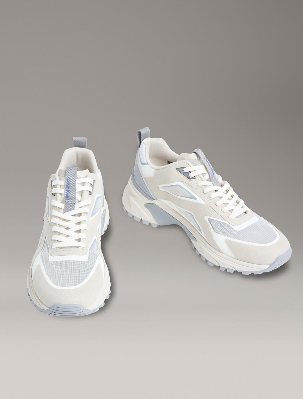 Trailblazer &mdash; Mesh Mix Runner Trainers, Oatmeal/Marshmallow/Cloudburst, hi-res