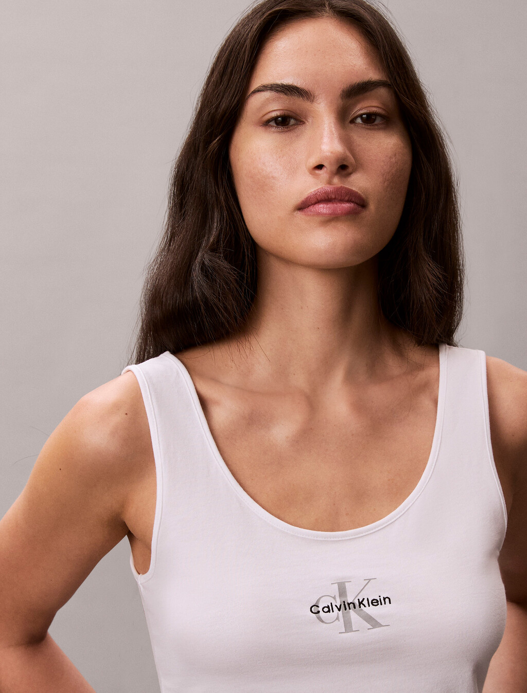 Tank Top - Cotton Stretch Lounge, Classic White, hi-res