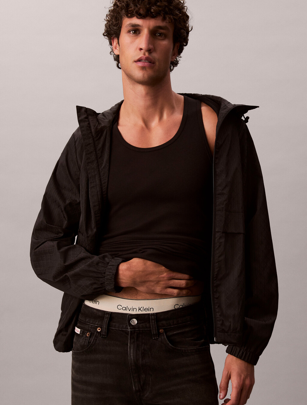 Nylon Windbreaker, Black, hi-res