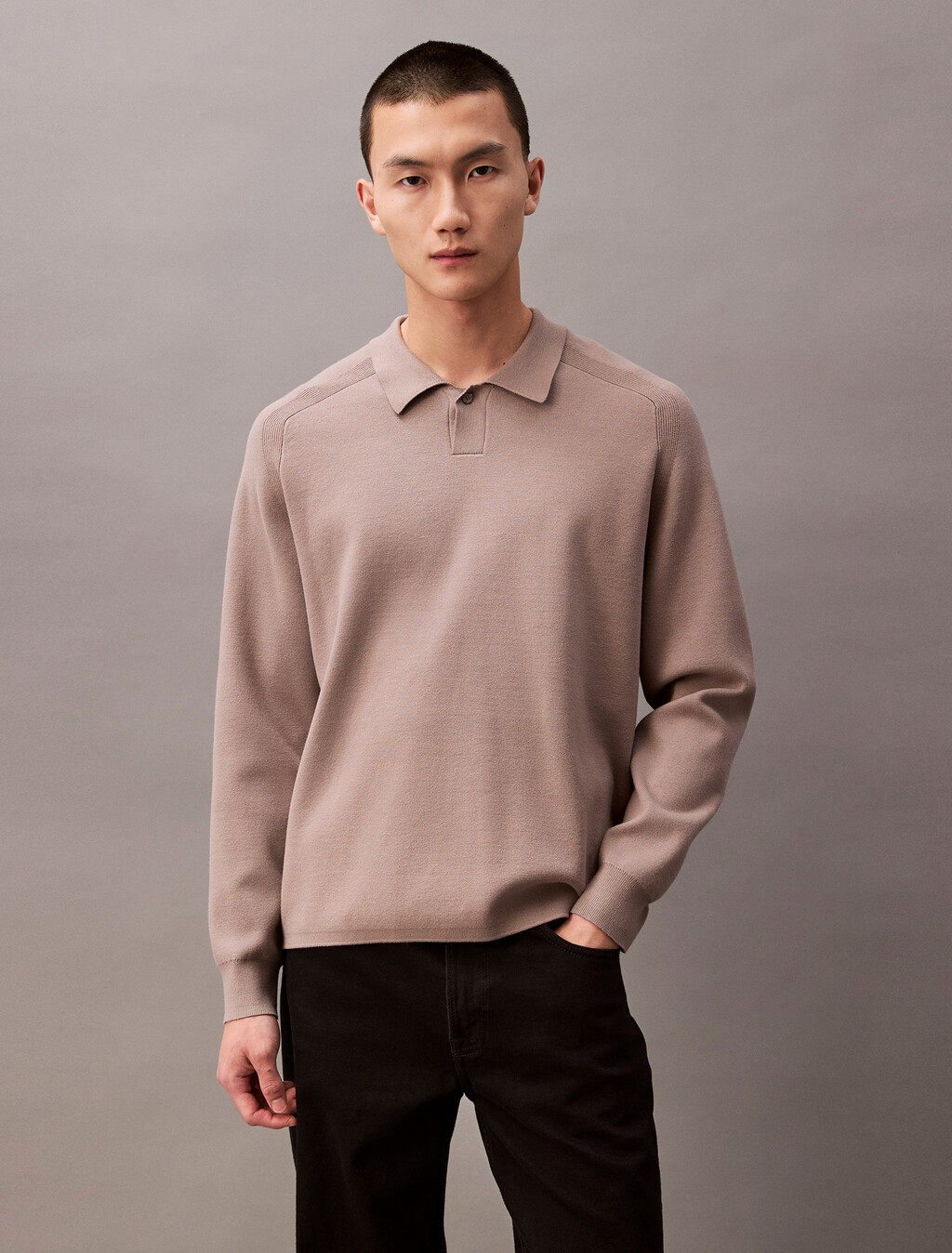 Tech Knit Sweater Polo Shirt, Cinder, hi-res