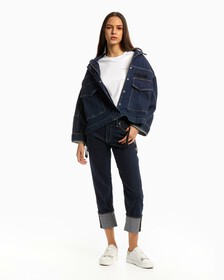 PREMIUM CAPSULE MID RISE BOY JEANS, 350 DARK BLUE, hi-res