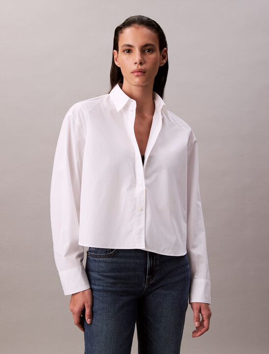 Solid Boxy Cropped Shirt