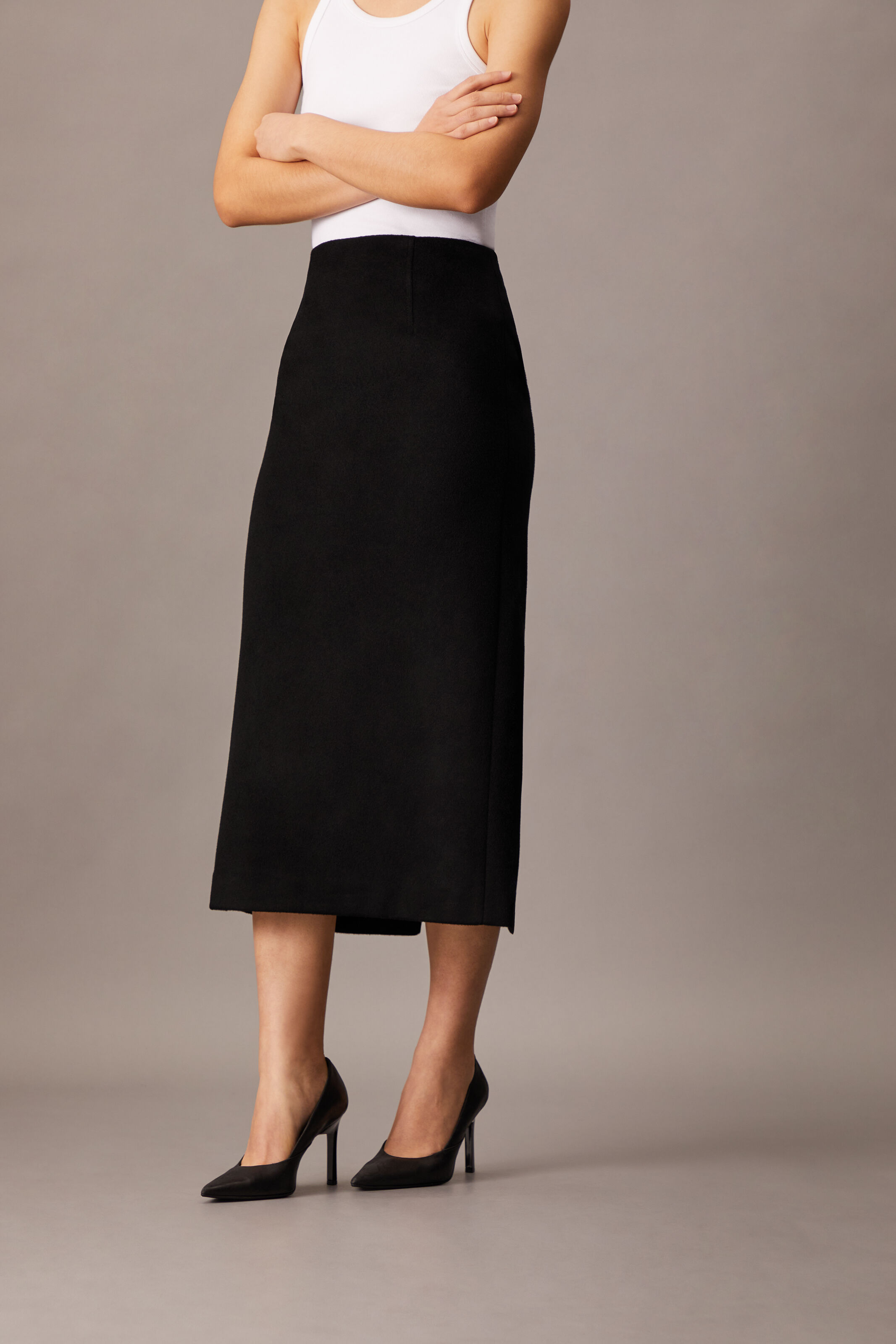 Brushed Wool Pencil Skirt black Calvin Klein Malaysia