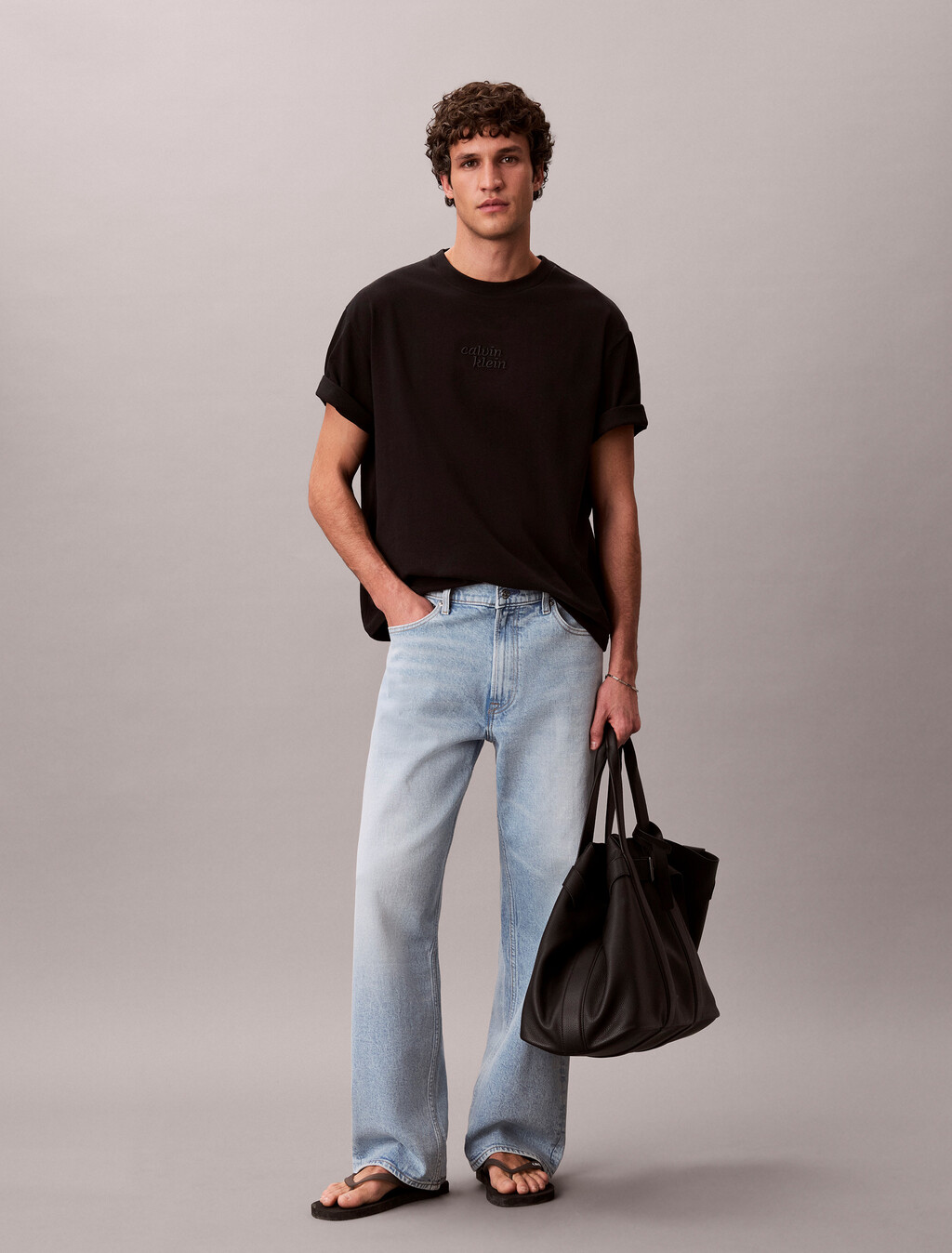 Relaxed High Pile Logo Tee, Black, hi-res