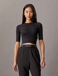 Icon Ruched Front Tee, Black Beauty, hi-res
