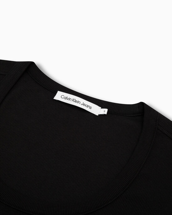 Logo Tape Rib Knit Body Stretch T-Shirt Dress