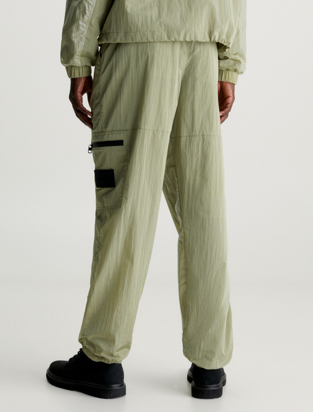 Relaxed Nylon Cargo Pants, Oil Green, hi-res