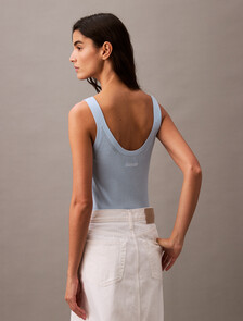 Viscose Rib Knit Tank Top, Halogen Blue, hi-res