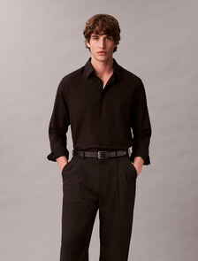 Emblem Jacquard Easy Shirt, Black, hi-res