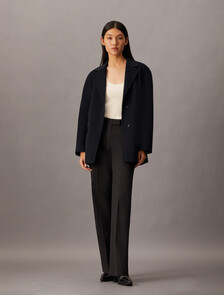 Double Face Recycled Wool Blend Blazer, Black Beauty, hi-res