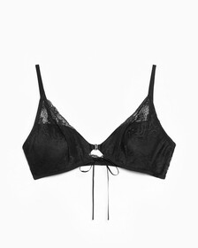 CK BLACK BRIDAL LIGHTLY LINED TRIANGLE BRA, Black, hi-res