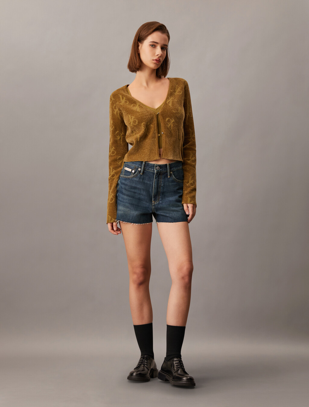 High Rise Denim Shorts, Denim Dark, hi-res