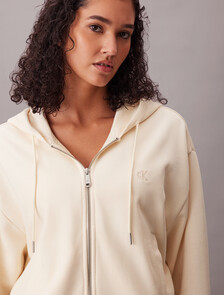 Cropped Monogram Zip-Up Hoodie, Calico, hi-res