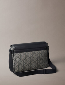 Emblem Logo Jacquard Messenger Bag, LOTUS BEIGE / BLACK AOP, hi-res