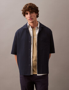 Seersucker Short Sleeve Shirt, Dark Sapphire, hi-res