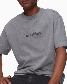 Calvin Logo Crew Neck Tee, Medium Grey Heather, hi-res
