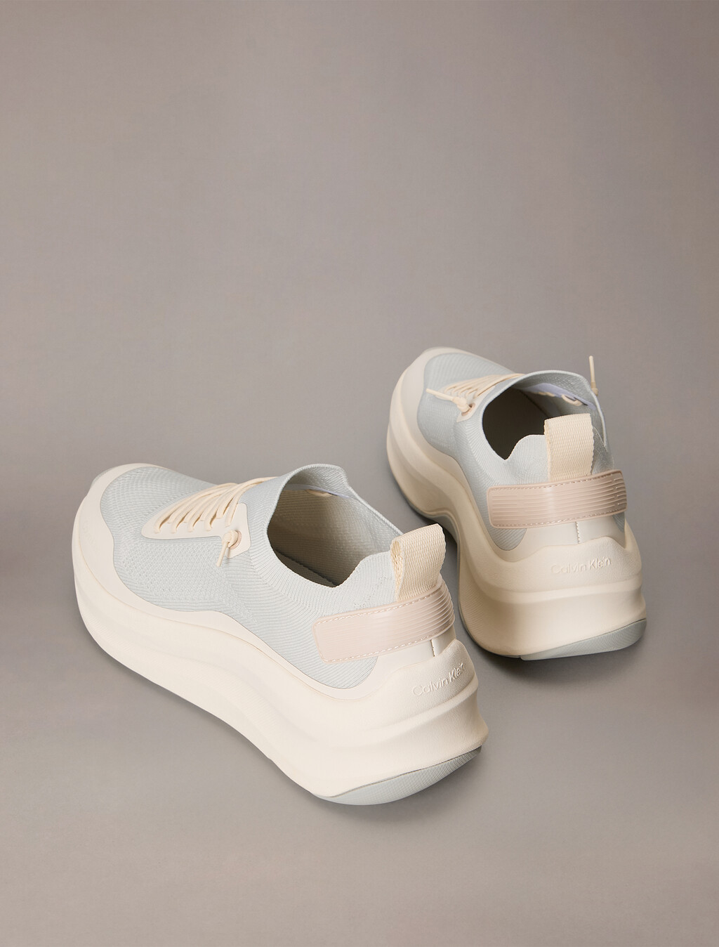 Mesh Chunky Runner Sock Trainers, Vaporous White/Light Cashew, hi-res