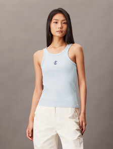 Ribbed Cotton Logo Tank Top, Plein Air, hi-res
