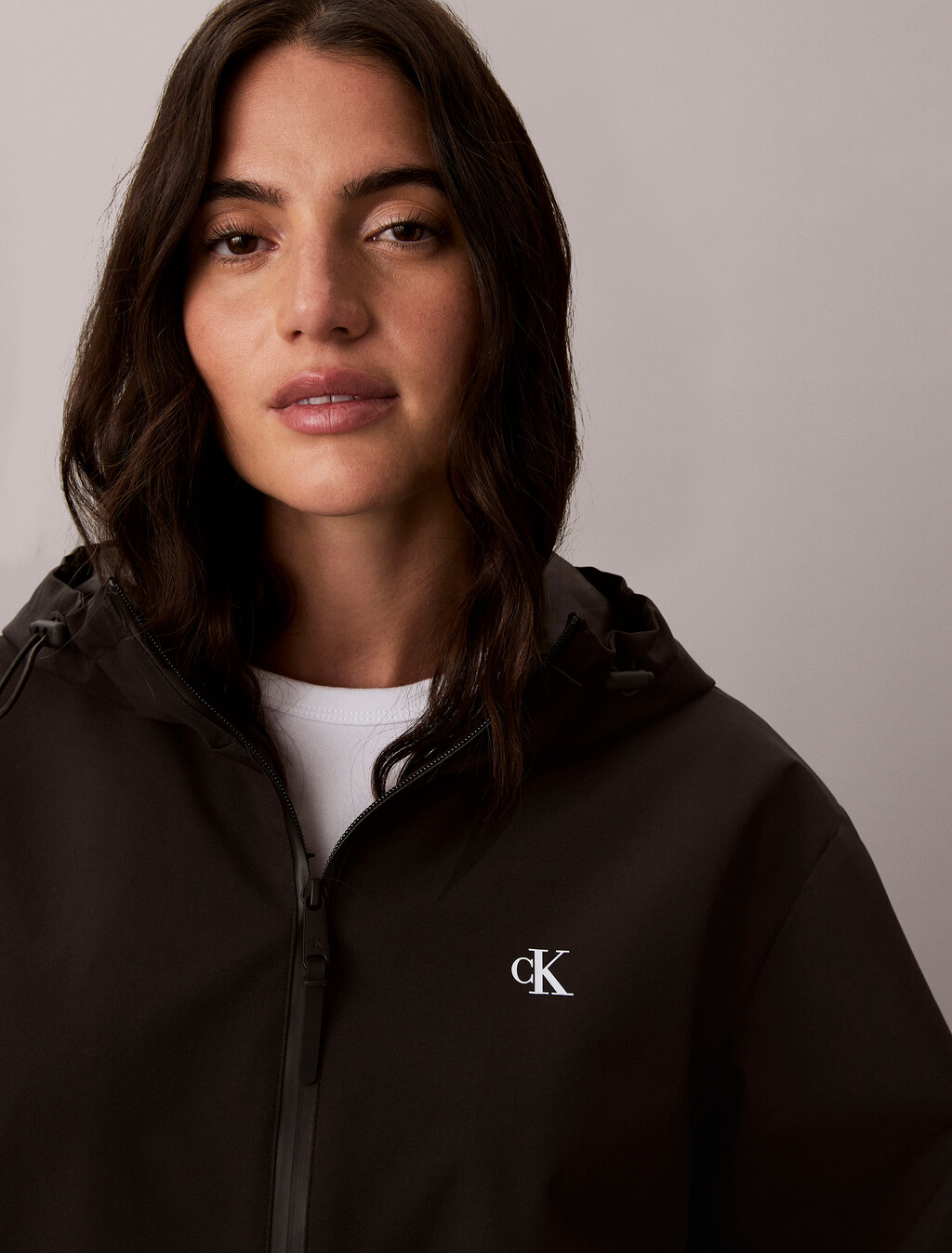 Hooded Relaxed Windbreaker, Black, hi-res