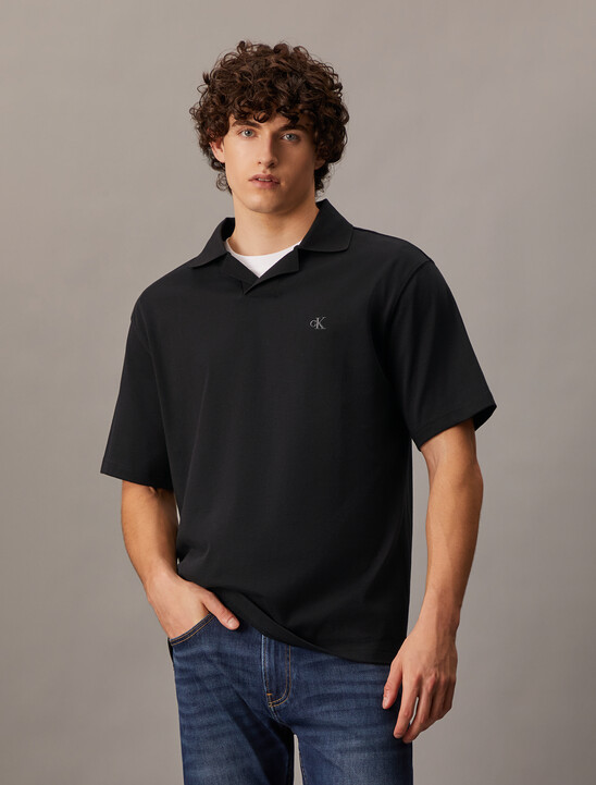 Contrast Open Collar Polo
