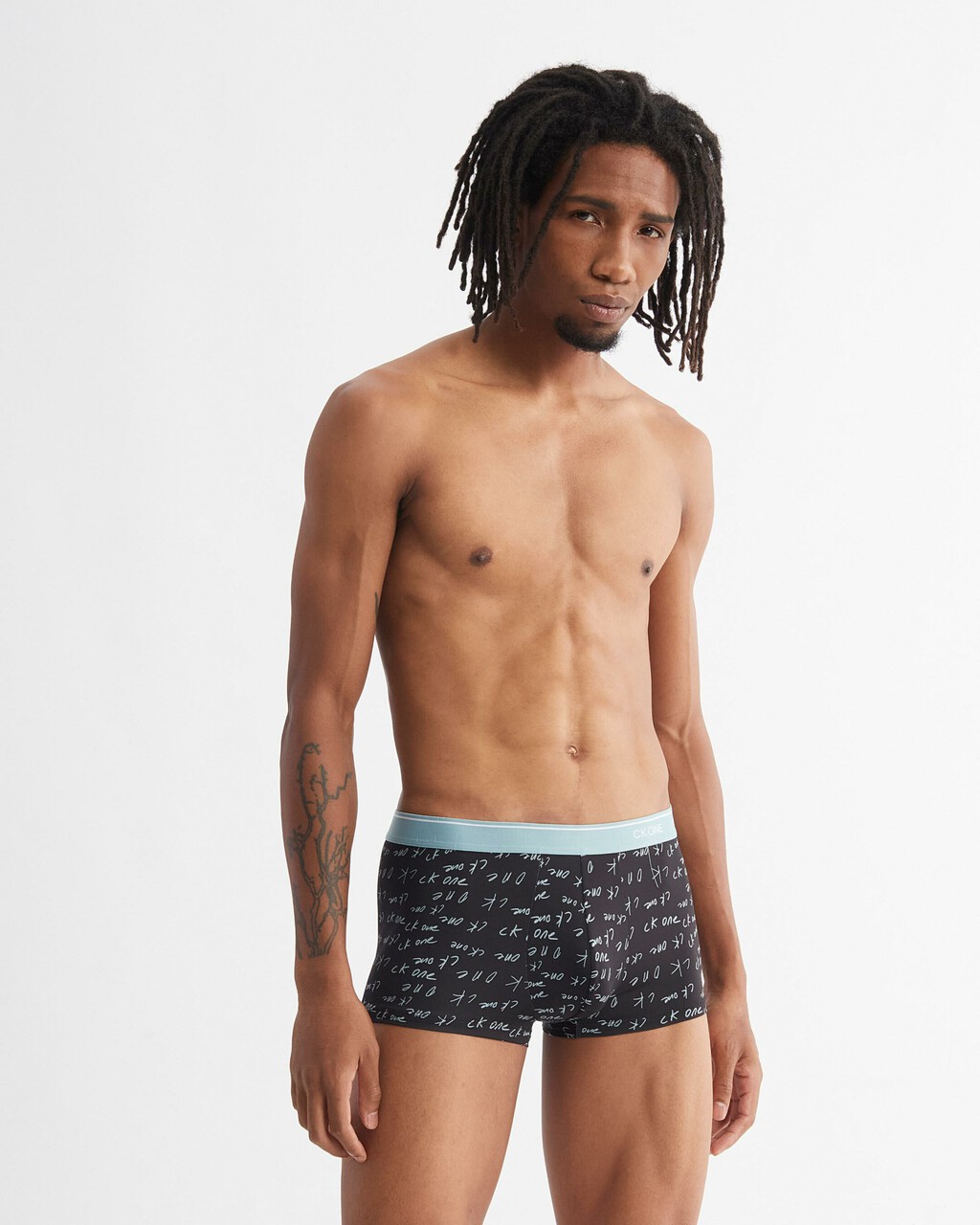CK ONE PRINT MICRO LOW RISE TRUNKS, Marker Logo Print+Tourmaline, hi-res
