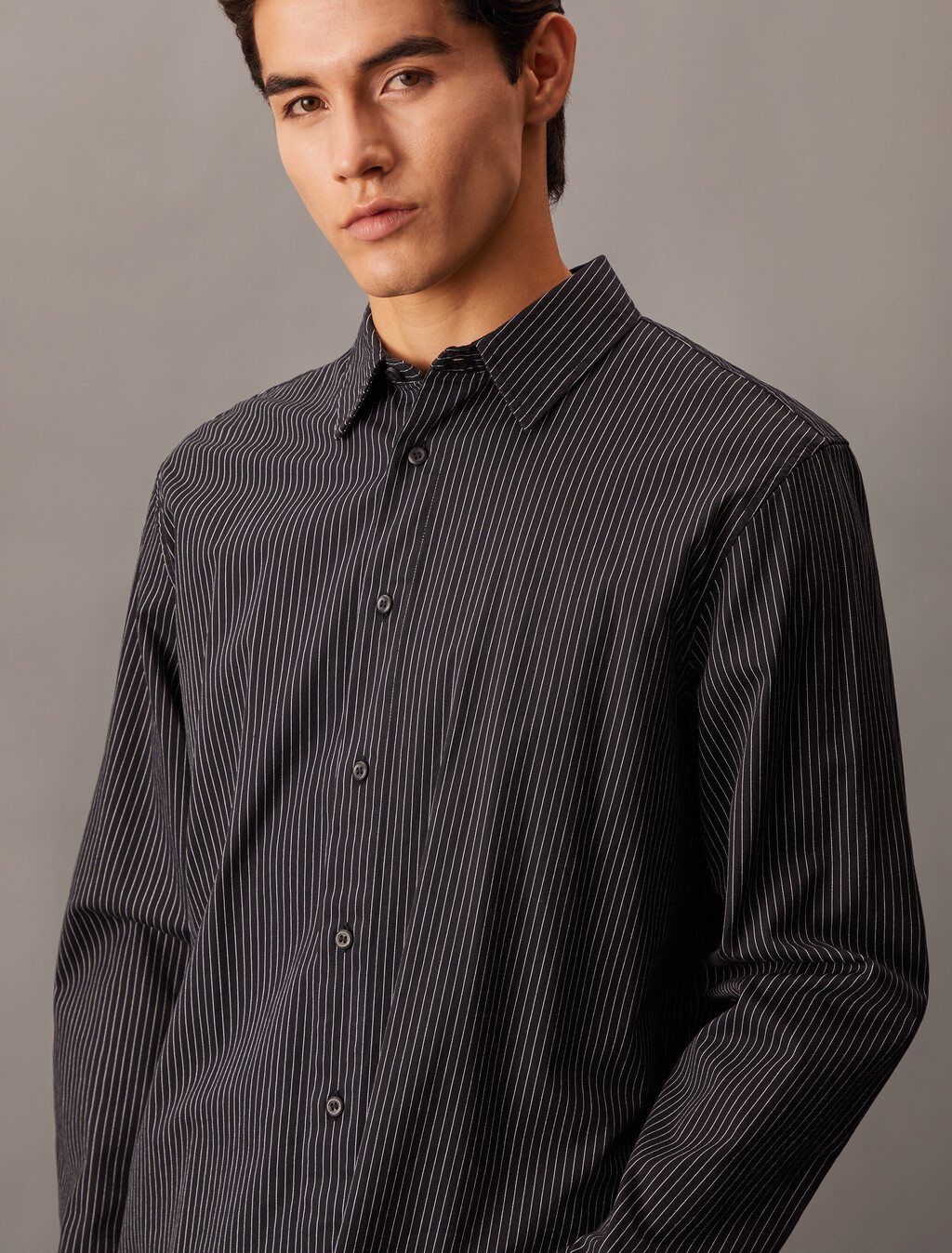 Relaxed Pinstripe Shirt, Ck Black, hi-res
