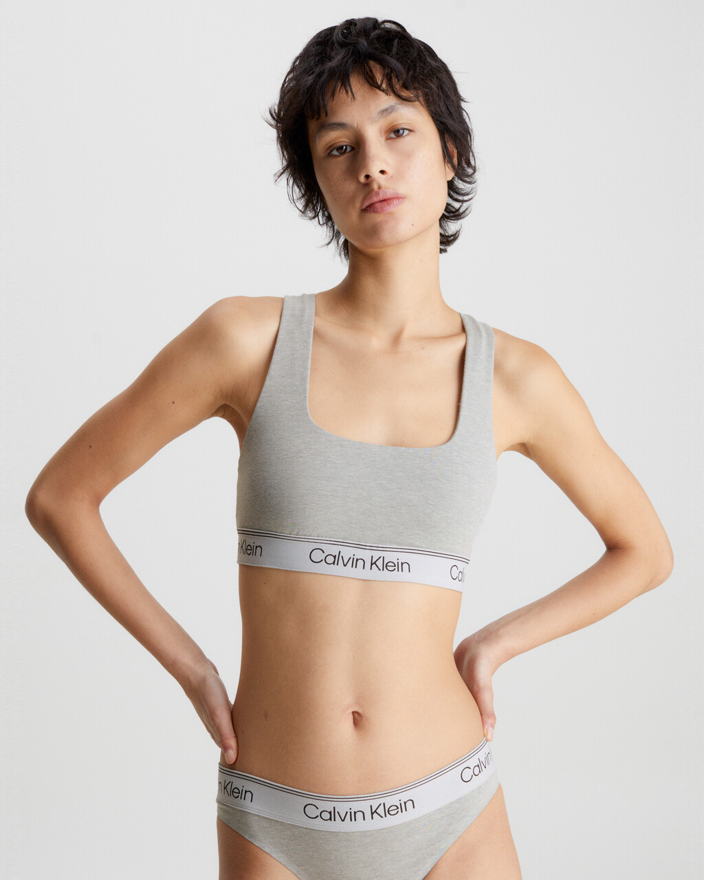 ATHLETIC COTTON LIGHTLY LINED BRALETTE, Athletic Grey Heather, hi-res