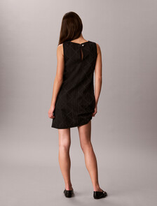 All-Over Logo Denim Mini Dress, CK WORN BLACK, hi-res