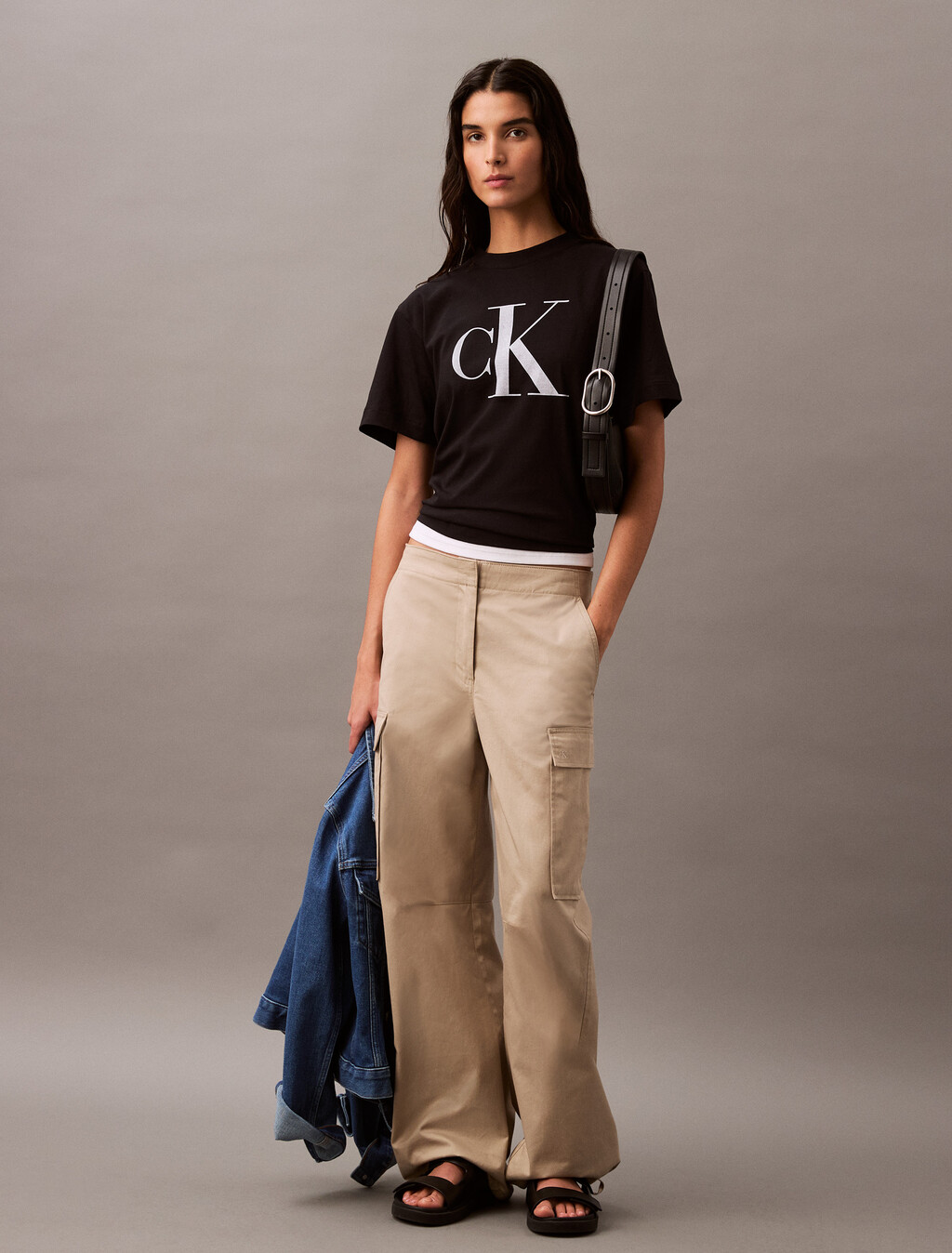 CK Logo Boxy Tee, Black Beauty, hi-res