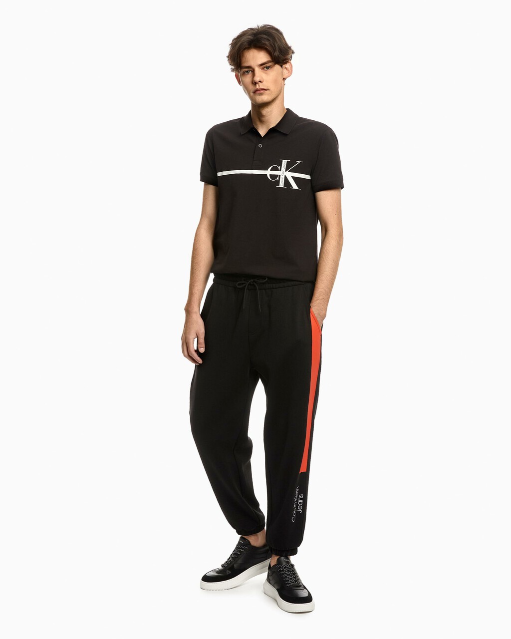 BLACK ARCHIVAL STRIPE MONOGRAM POLO, Ck Black, hi-res