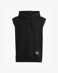 Monogram Badge Sleeveless Hoodie, Ck Black, hi-res