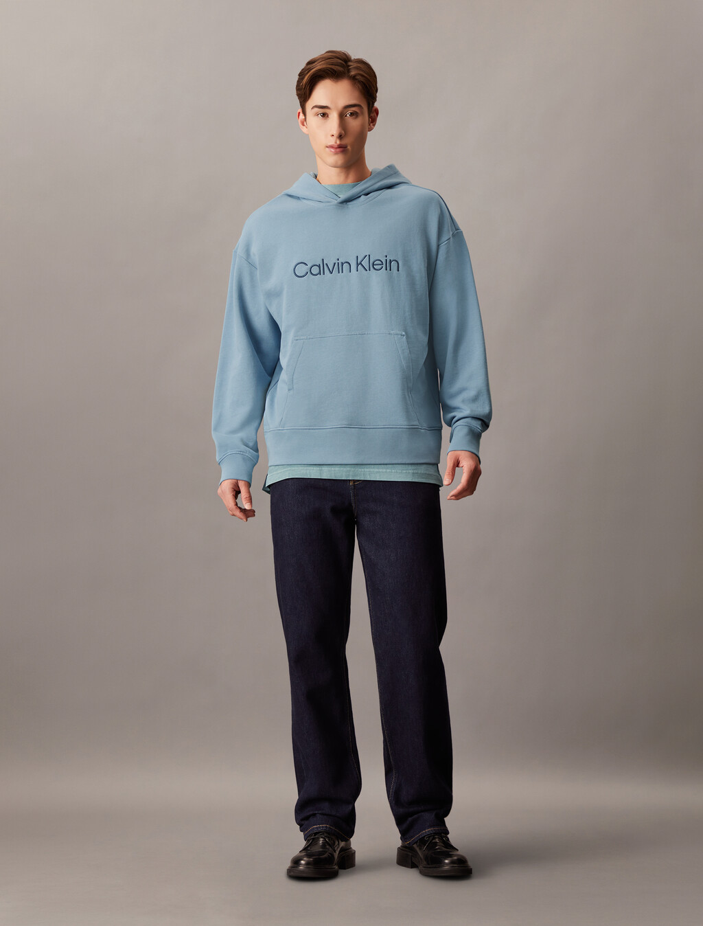 Hero Logo Terry Hoodie, Faded Denim, hi-res