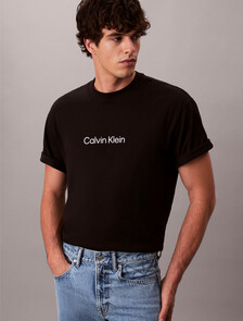 Calvin Logo Crew Neck Tee, Black, hi-res