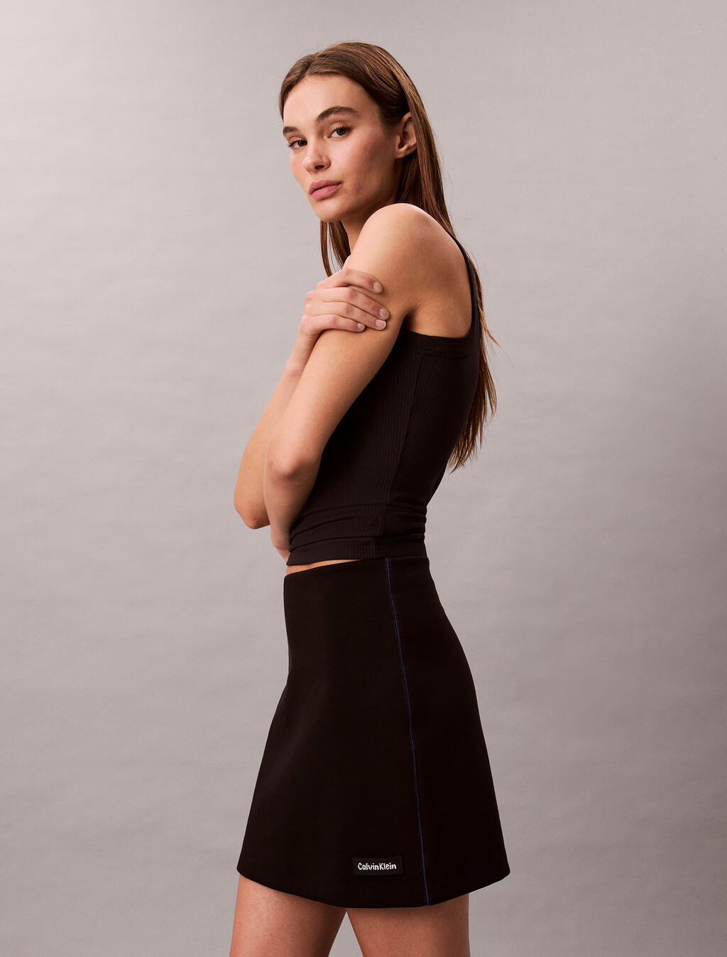 Scuba Jersey Mini Skirt, Black, hi-res