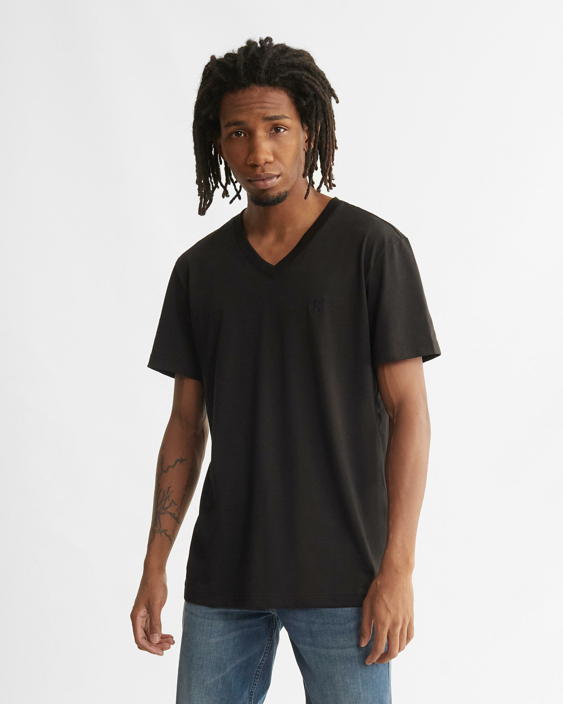 Calvin klein men's black v neck t shirt hotsell