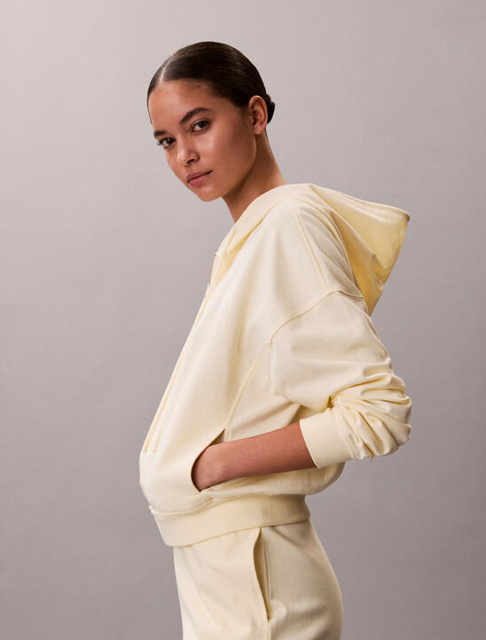 Logo Cotton Jersey Zip Thru Hoodie